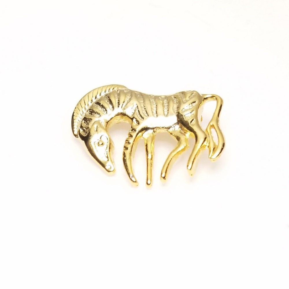 Vintage Gold Tone Zebra Safari Animal Brooch Pin